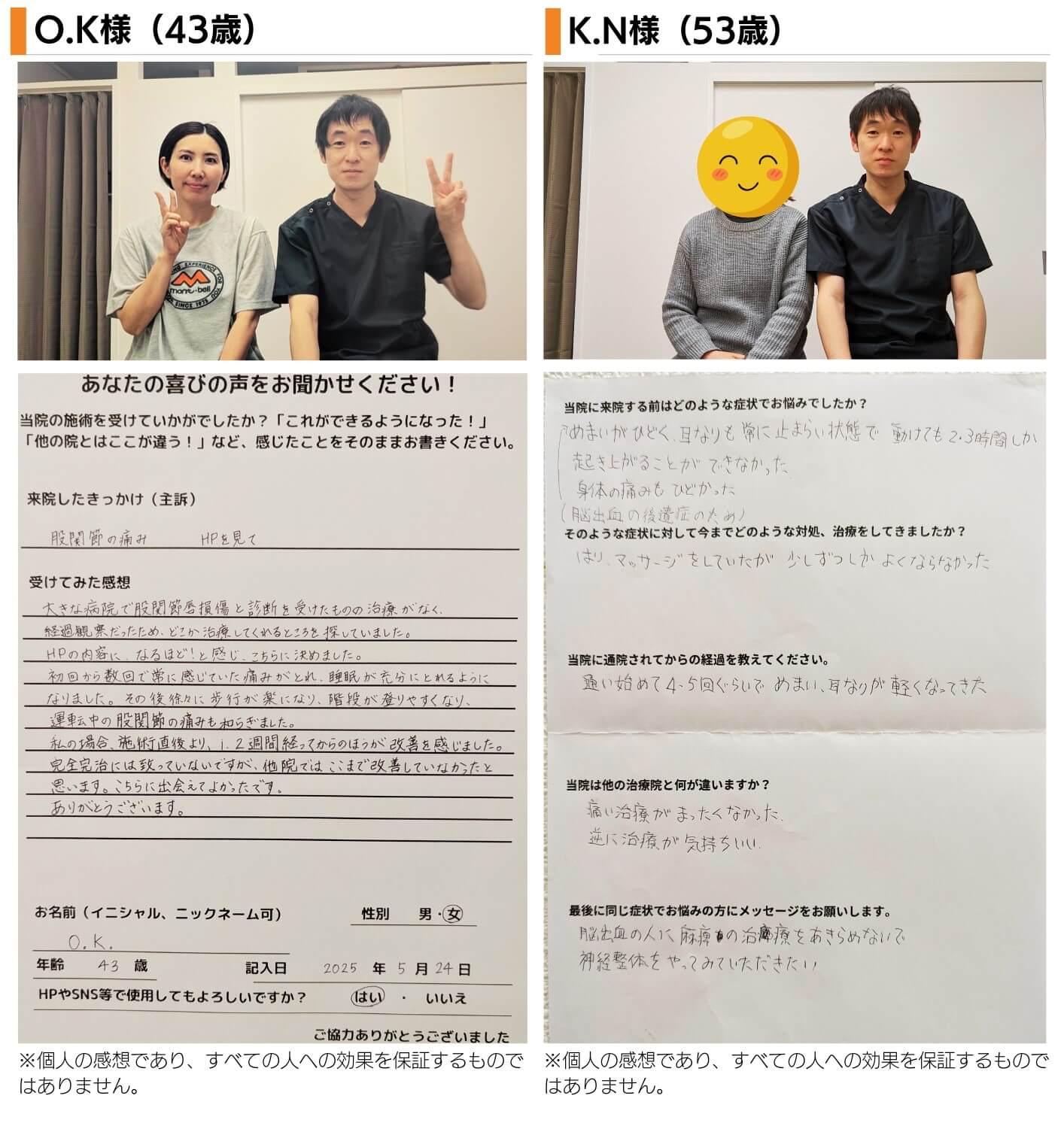 患者さんとのツーショット写真と感想文
